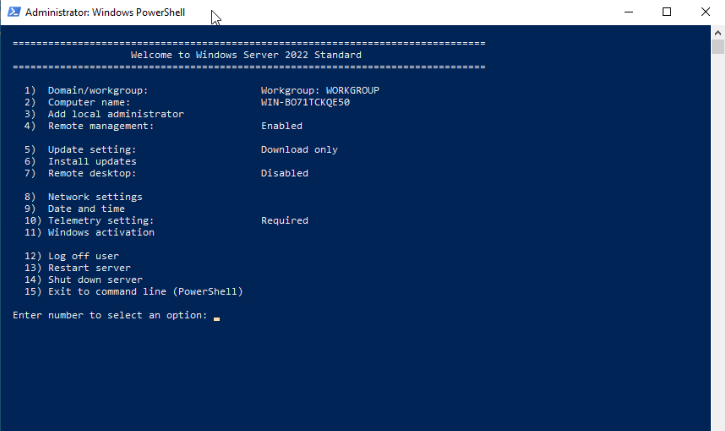 Windows Server sconfig